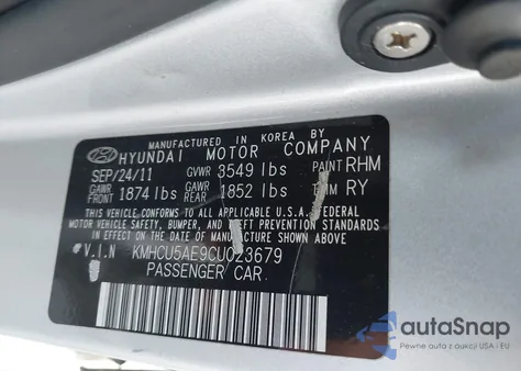 2012 Hyundai Accent Se из США, поврежденный, VIN KMHCU5AE9CU023679